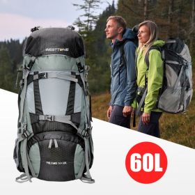 60L Outdoor hiking backpack with internal frame, including rain cover, cyan (Amazon Shipping)(Prohibited by WalMart)(No shipment on weekends)