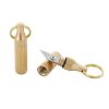 1pc Mini Brass Capsule Knife; Stainless Steel Portable Pocket Knife; Survival Knife With Keychain Pendant; Outdoor Fishing Accessories