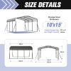 12'x15'ft Outdoor Heavy-duty Carport for Backyard, Black