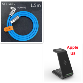 3 In 1 Fast Charging Station Wireless Charger Stand Wireless Quick Charge Dock For Phone Holder (Option: Black Set5-Apple US plug)